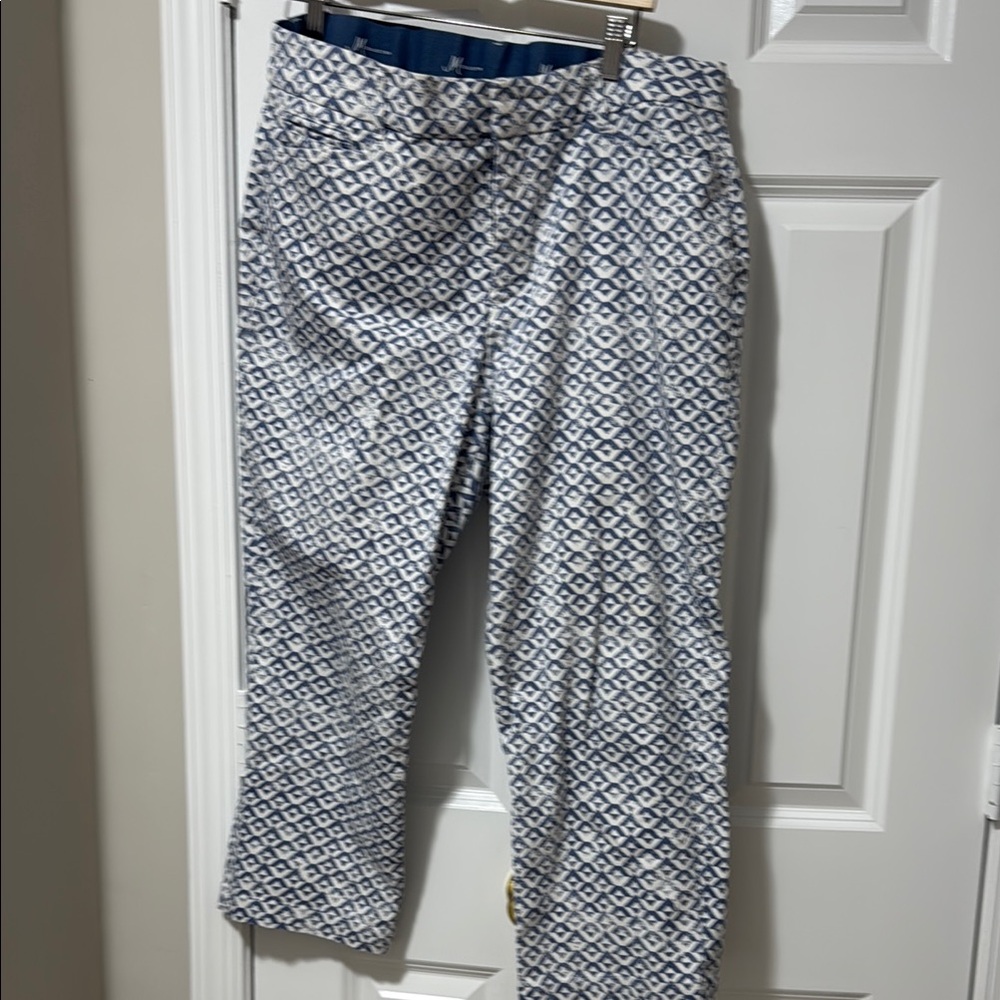 JM Collection Blue and White Trousers with Elegant Design